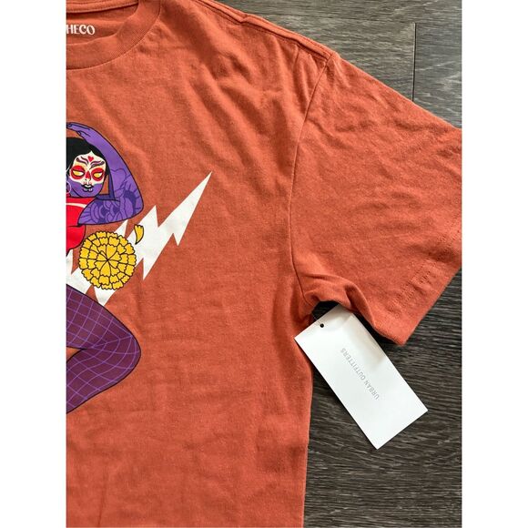 🐿️ NWT Urban Outfitters Dia Pacheco x Golden Hour Burnt Orange Graphic Tee Med - Picture 4 of 5